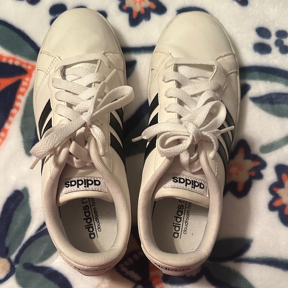 Adidas Kids White and Black Sneakers